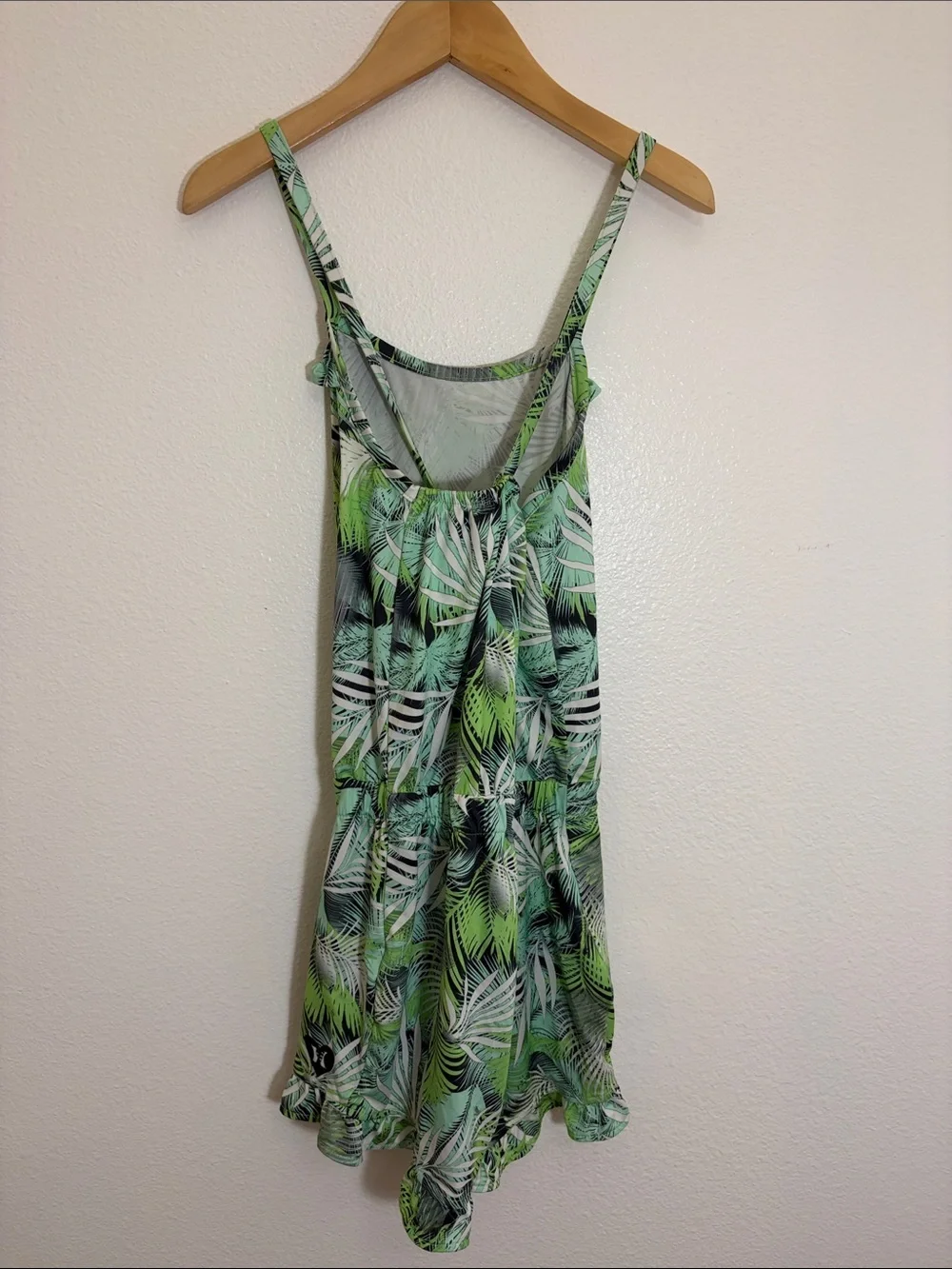 Hurley Tropical Palm Print Green Mint Summer Romper Shortall
